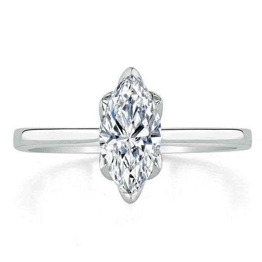 1.0 CT Marquise Cut Solitaire Moissanite Engagement Ring