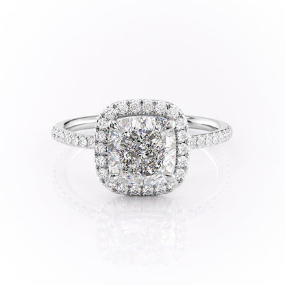 2.54 CT Cushion Cut Halo Style Moissanite Engagement Ring