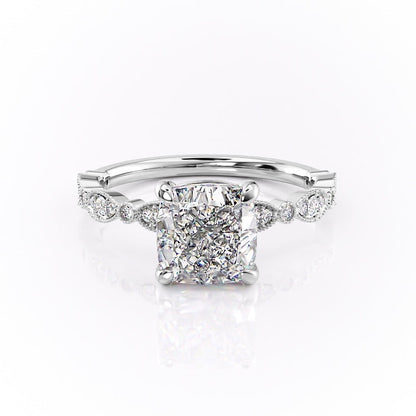 2.15 CT Cushion Cut Pave Moissanite Engagement Ring