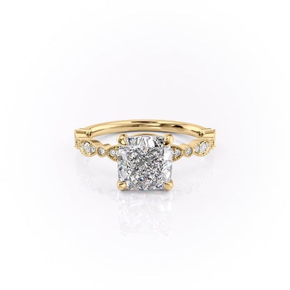 2.15 CT Cushion Cut Pave Moissanite Engagement Ring