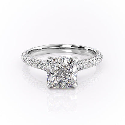 2.54 CT Cushion Cut Pave Setting Moissanite Engagement Ring