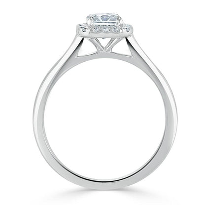 1.0 CT Radiant Cut Halo Moissanite Engagement Ring