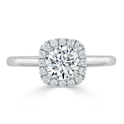 0.75 CT Round Cut Halo Moissanite Engagement Ring