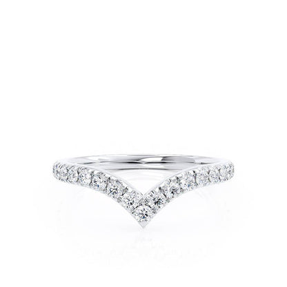 0.21 CT Round Shaped Moissanite Curved Style Wedding Band