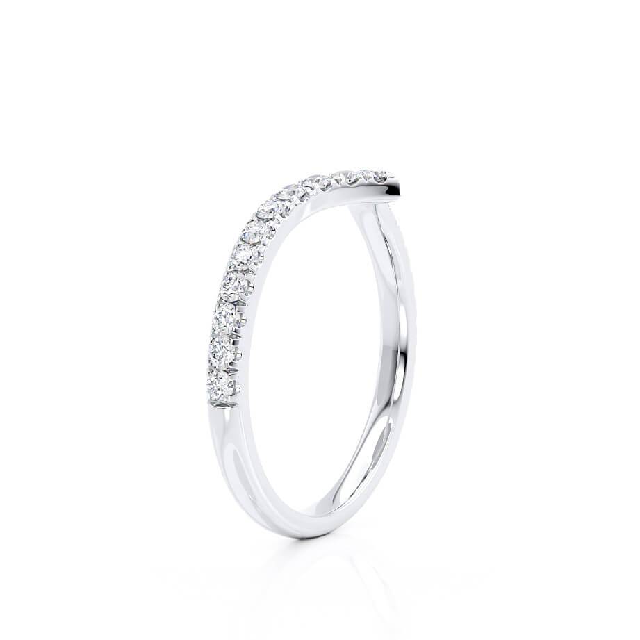 0.21 CT Round Shaped Moissanite Curved Style Wedding Band