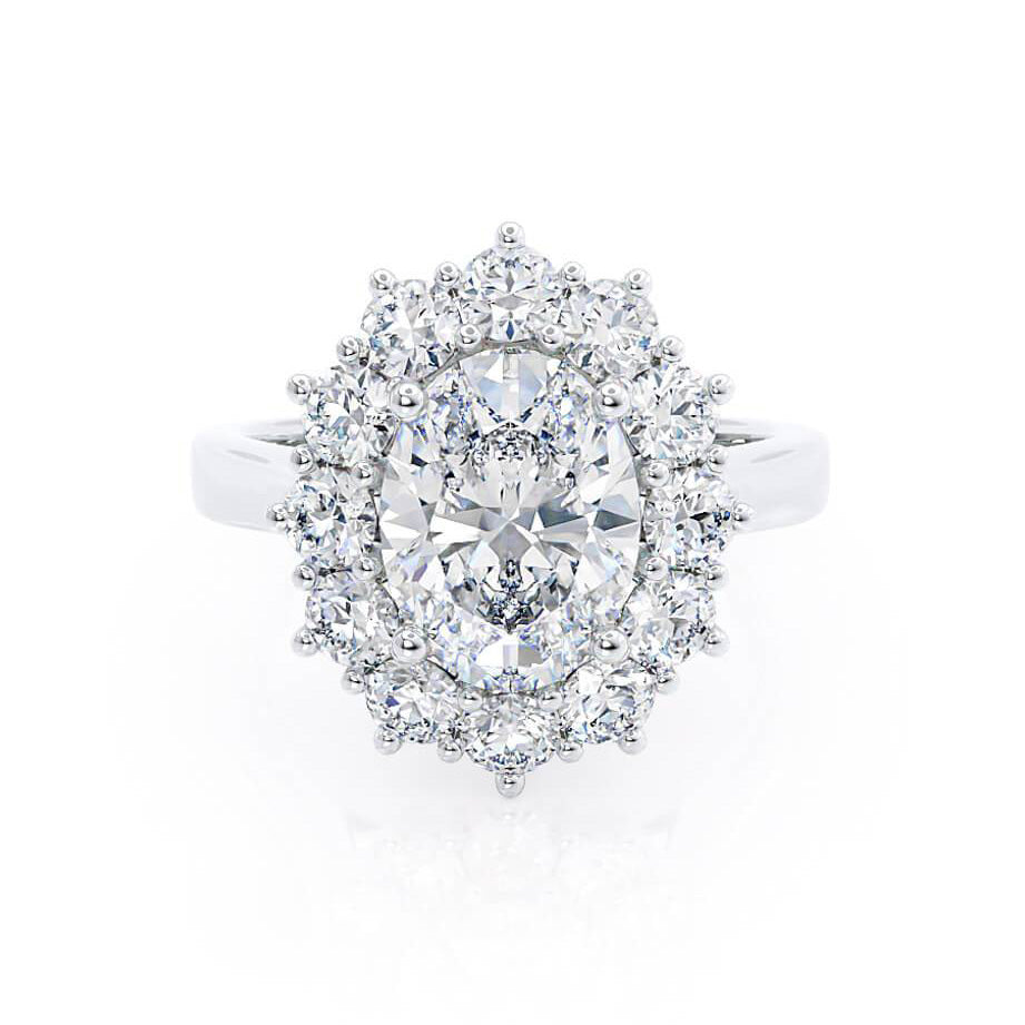 2.10 CT Oval Shaped Moissanite Halo Style Engagement Ring