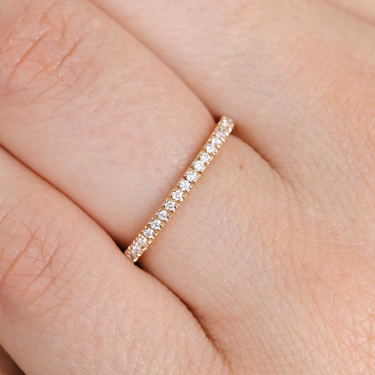 0.20 CT Round Shaped Moissanite Semi Eternity Wedding Band