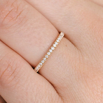 0.20 CT Round Shaped Moissanite Semi Eternity Wedding Band