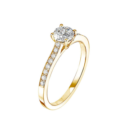 0.50 CT Round Shaped Moissanite Pave Setting Engagement Ring