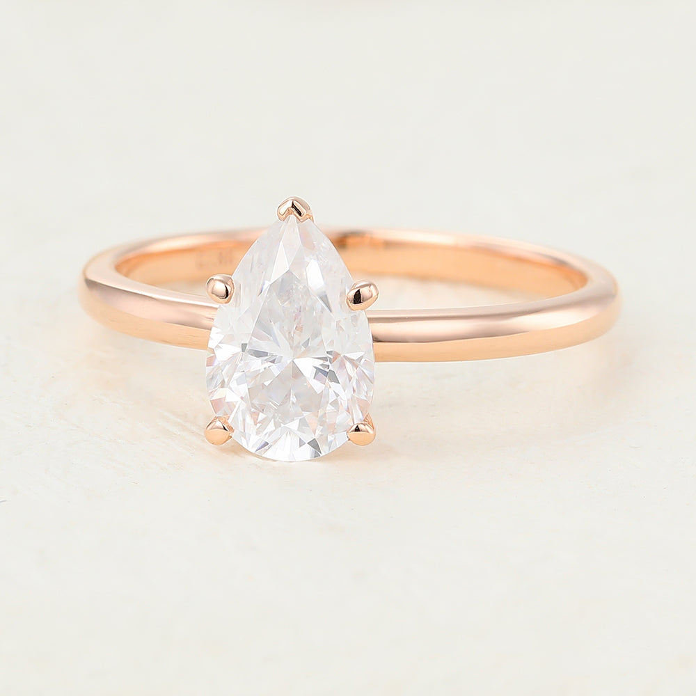 1.5 CT Pear Shaped Moissanite Solitaire Engagement Ring