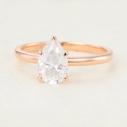 1.5 CT Pear Shaped Moissanite Solitaire Engagement Ring