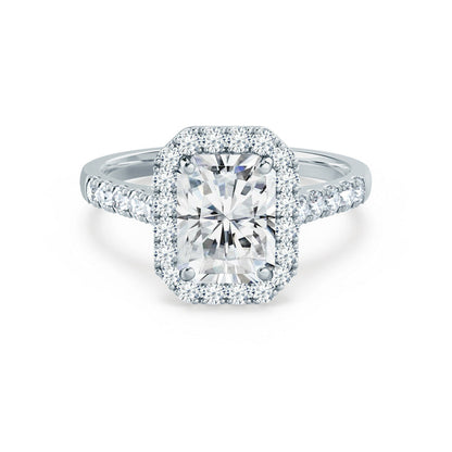 0.70 CT Radiant Shaped Moissanite Halo Style Engagement Ring