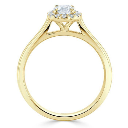 0.75 CT Oval Cut Halo Moissanite Engagement Ring