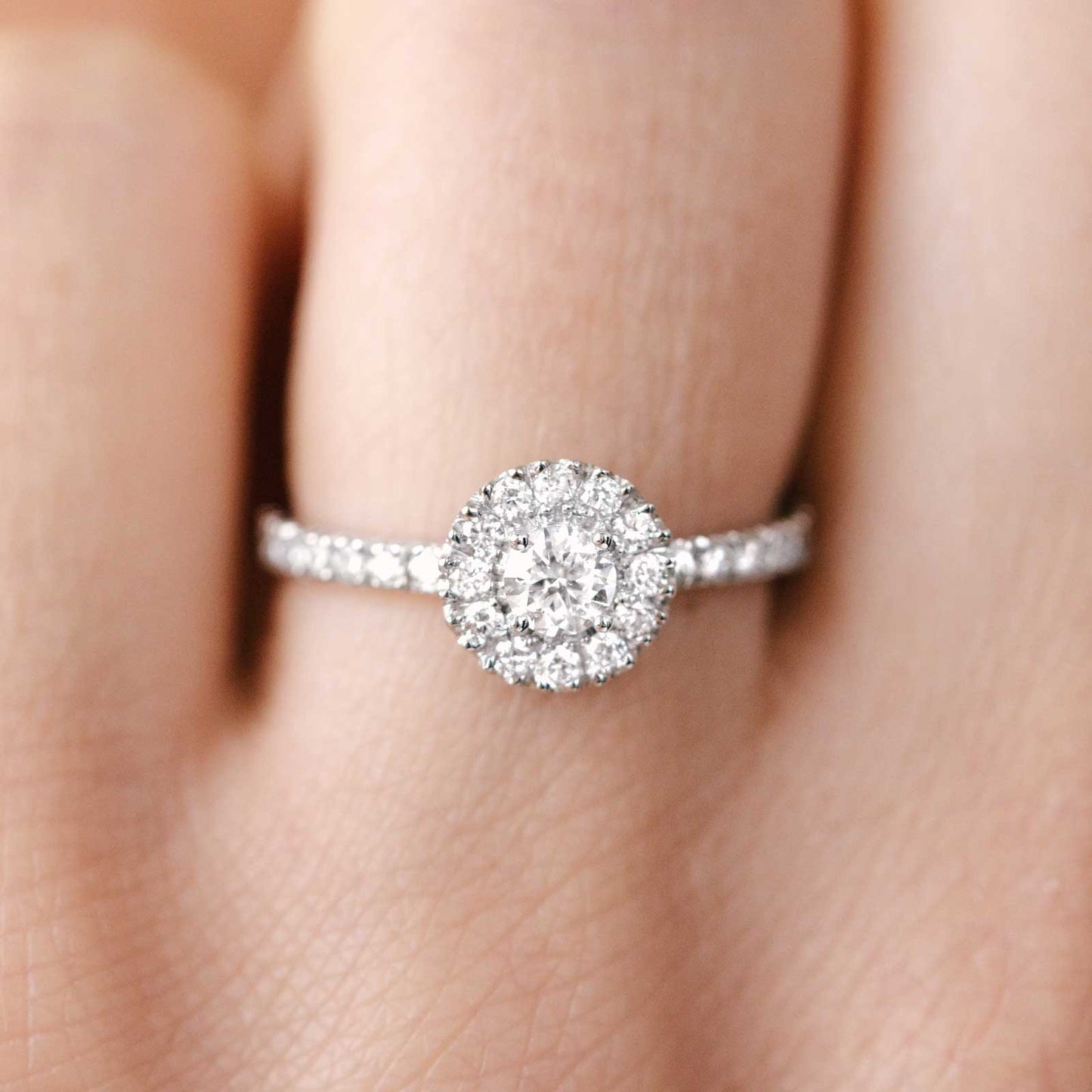 0.25 CT Round Shaped Moissanite Halo Engagement Ring