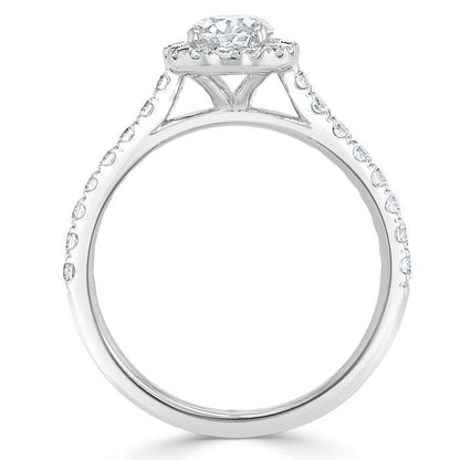 0.94 CT Oval Cut Halo Moissanite Engagement Ring With Pave Setting