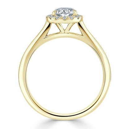 1.0 CT Pear Cut Halo Moissanite Engagement Ring