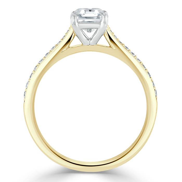 1.0 CT Asscher Cut Solitaire Moissanite Engagement Ring With Chanel Pave Setting