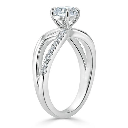 0.75 CT Asscher Cut Solitaire Split Shank Style Moissanite Engagement Ring