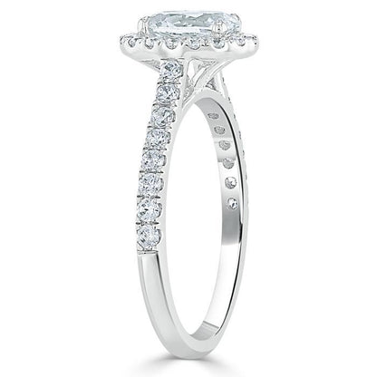 0.94 CT Oval Cut Halo Moissanite Engagement Ring With Pave Setting