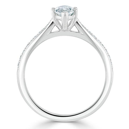 1.0 CT Marquise Cut Solitaire Channel Pave Moissanite Engagement Ring