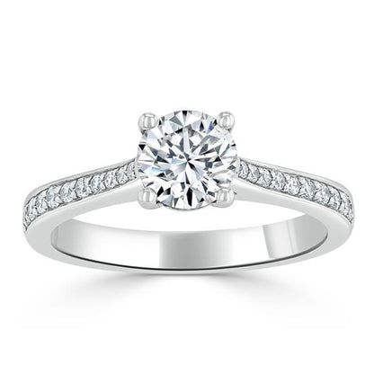 0.75 CT Round Cut Solitaire Moissanite Engagement Ring With Channel Setting