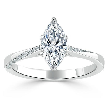 1.0 CT Marquise Cut Solitaire Moissanite Engagement Ring