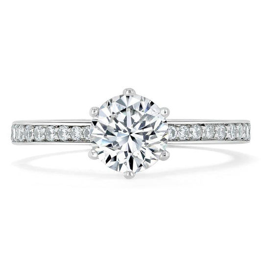 0.75 CT Round Cut Solitaire Moissanite Engagement Ring With Channel Setting