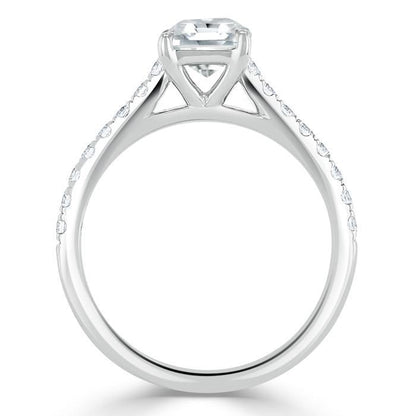 1.0 CT Asscher Cut Solitaire Pave Setting Moissanite Engagement Ring