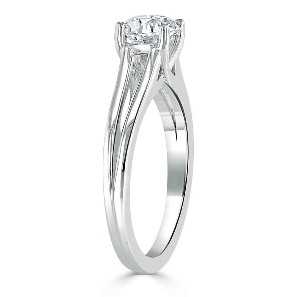 1.0 CT Asscher Cut Solitaire Split Shank Setting Moissanite Engagement Ring