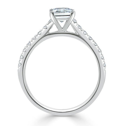 1.0 CT Princess Cut Solitaire Pave Setting Moissanite Engagement Ring