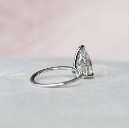 4.5 CT Pear Cut Solitaire & Pave Setting Moissanite Engagement Ring