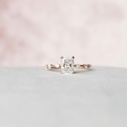 1.50 CT Radiant Dainty Moissanite Engagement Ring