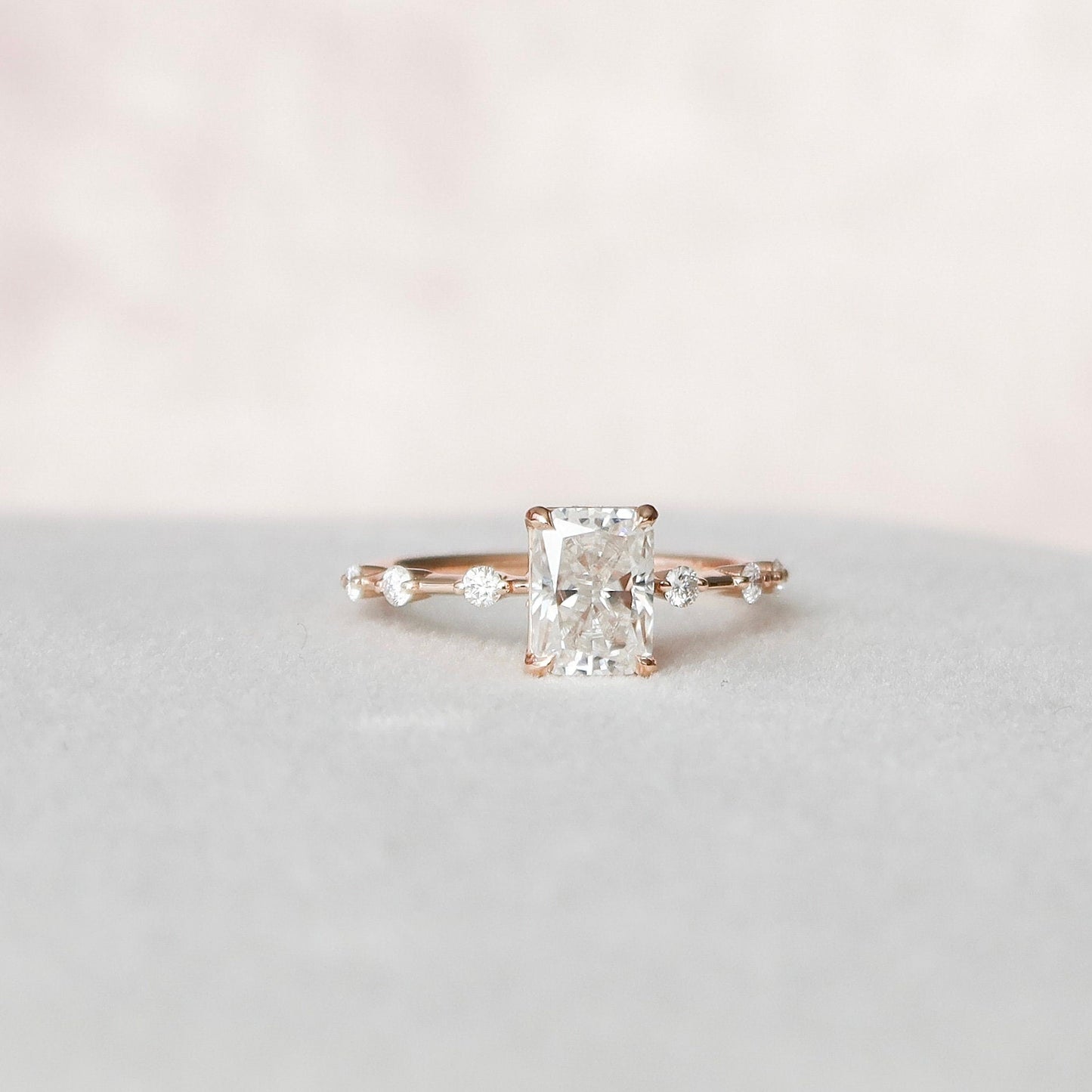 1.50 CT Radiant Dainty Moissanite Engagement Ring