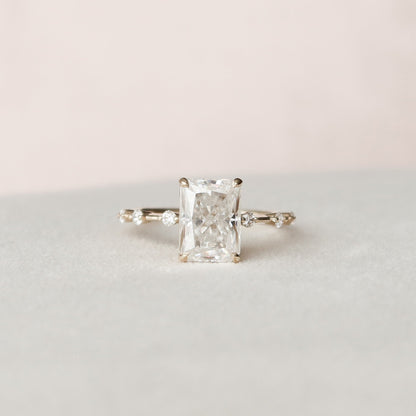 3.5 CT Radiant Cut Dainty Pave Moissanite Engagement Ring