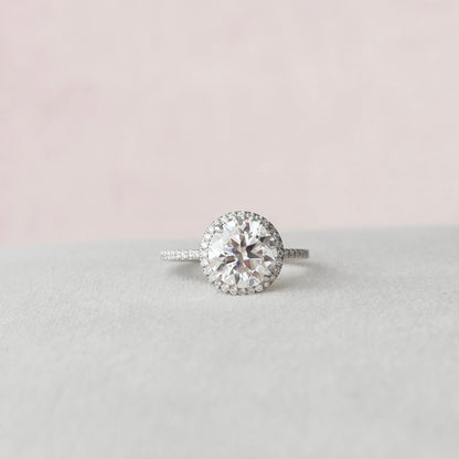 3.0 CT Round Cut Halo Style Moissanite Engagement Ring