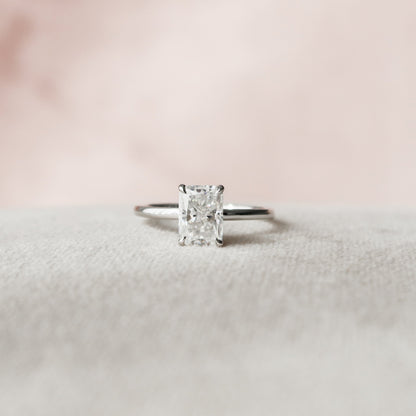 1.5 CT Radiant Hidden Halo Moissanite Engagement Ring