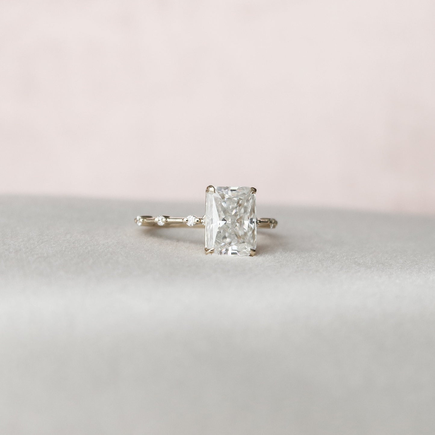 3.5 CT Radiant Cut Dainty Pave Moissanite Engagement Ring