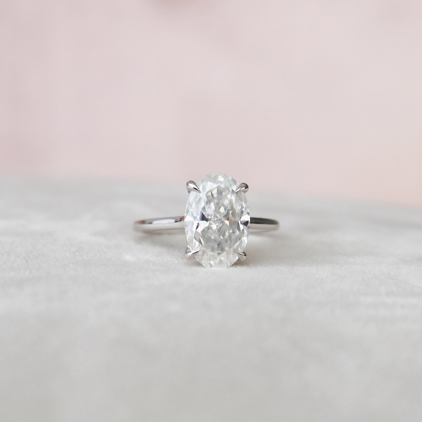 3.5 CT Oval Cut Solitaire Style Moissanite Engagement Ring