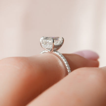 1.50 CT Pear Pave Setting Moissanite Engagement Ring