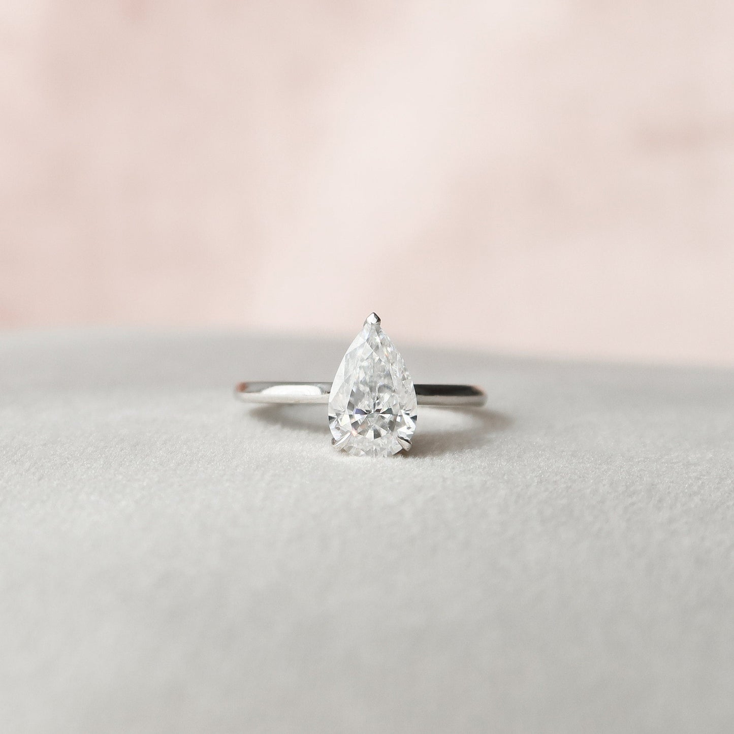 1.5 CT Pear Hidden Halo Moissanite Engagement Ring