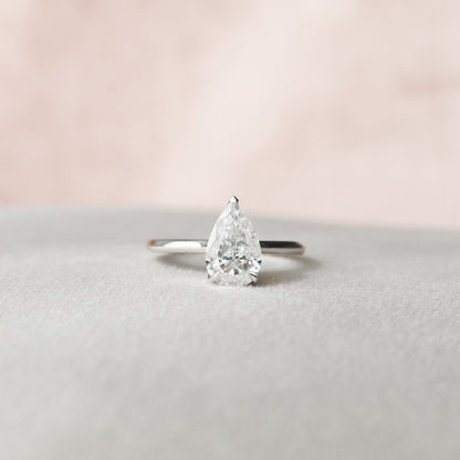 1.5 CT Pear Hidden Halo Moissanite Engagement Ring