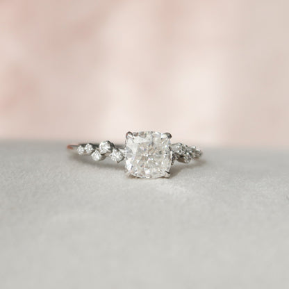 1.50 CT Cushion Pave Setting Moissanite Engagement Ring