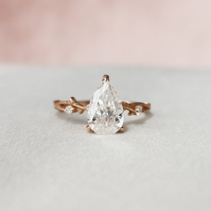 1.5 CT Pear Pave Twisted Moissanite Engagement Ring