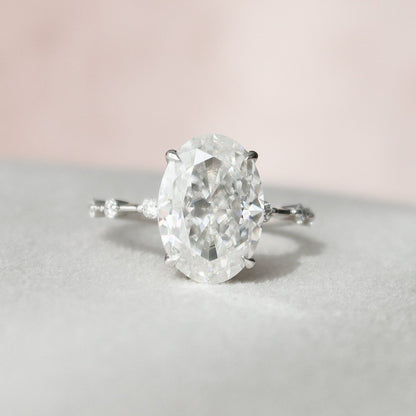 4.5 CT Oval Dainty Pave Style Moissanite Engagement Ring