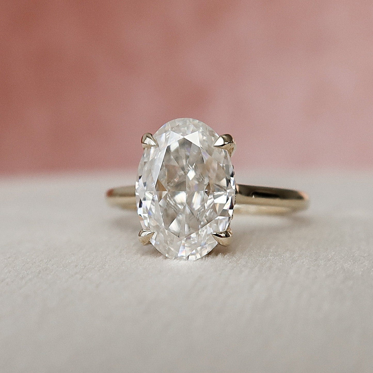 3.0 CT Oval Cut Solitaire Style Moissanite Engagement Ring