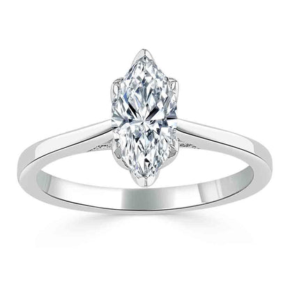 1.0 CT Marquise Cut Solitaire Moissanite Engagement Ring