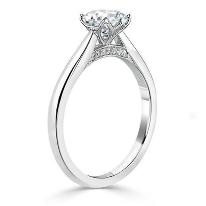 0.75 CT Round Cut Solitaire Moissanite Engagement Ring