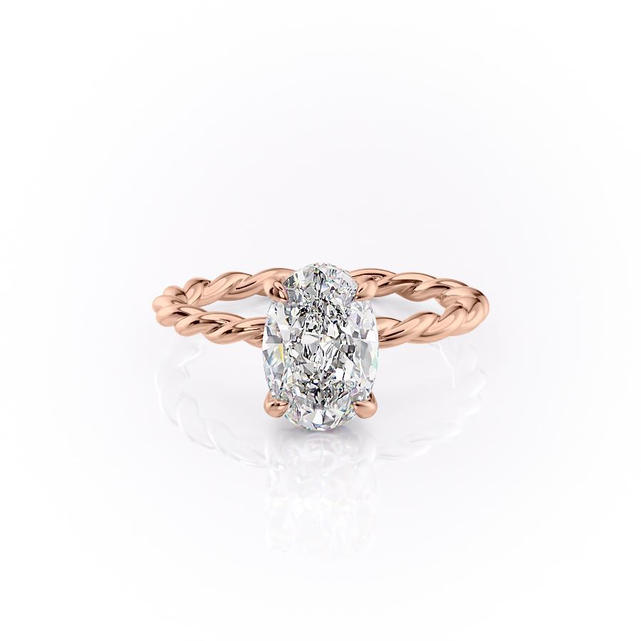 2.10 CT Oval Solitaire & Twisted Band Style Moissanite Engagement Ring