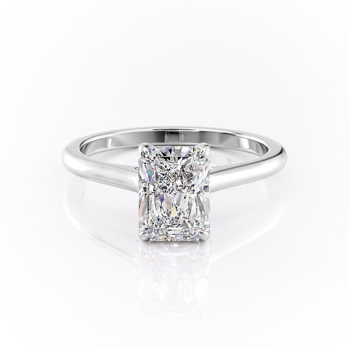 2.10 CT Radiant Cut Hidden Halo Style Moissanite Engagement Ring