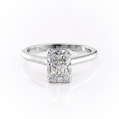 2.10 CT Radiant Cut Hidden Halo Style Moissanite Engagement Ring